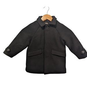Zara Kids Classic Black Pea Coat Size 3 Years